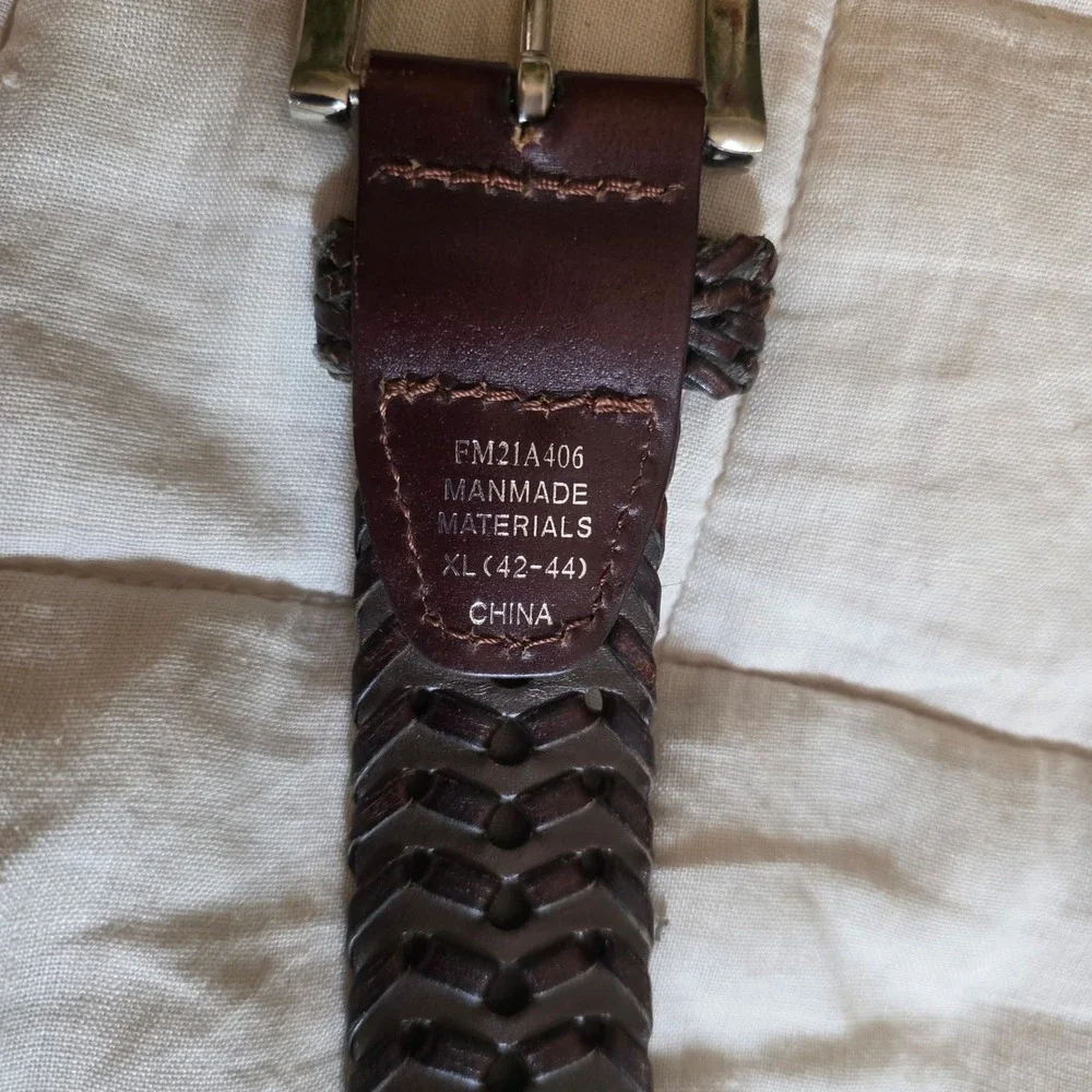 Woven Belt Mens XL 42-44 Dark Brown Man-Made Material Braided Classic FM21A406